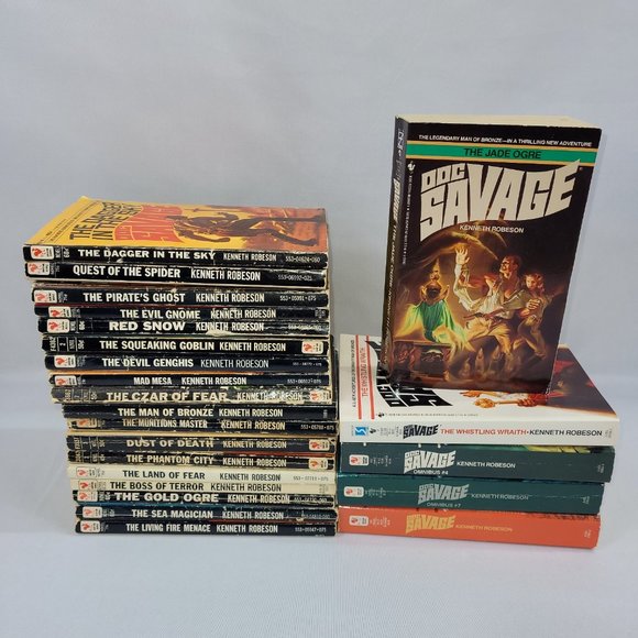 Doc Savage 26 Vintage Book Lot Kenneth Robeson Paperback & Hardcover Set Omnibus - Picture 1 of 3